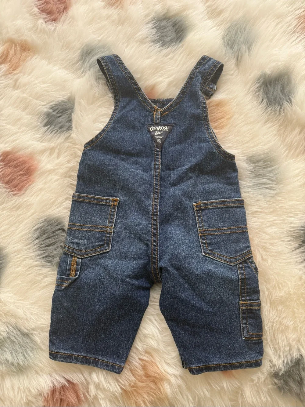 OshKosh B'Gosh Indigo Blue Snap Bottom Denim  Overalls…Size 3 Months…NWOT